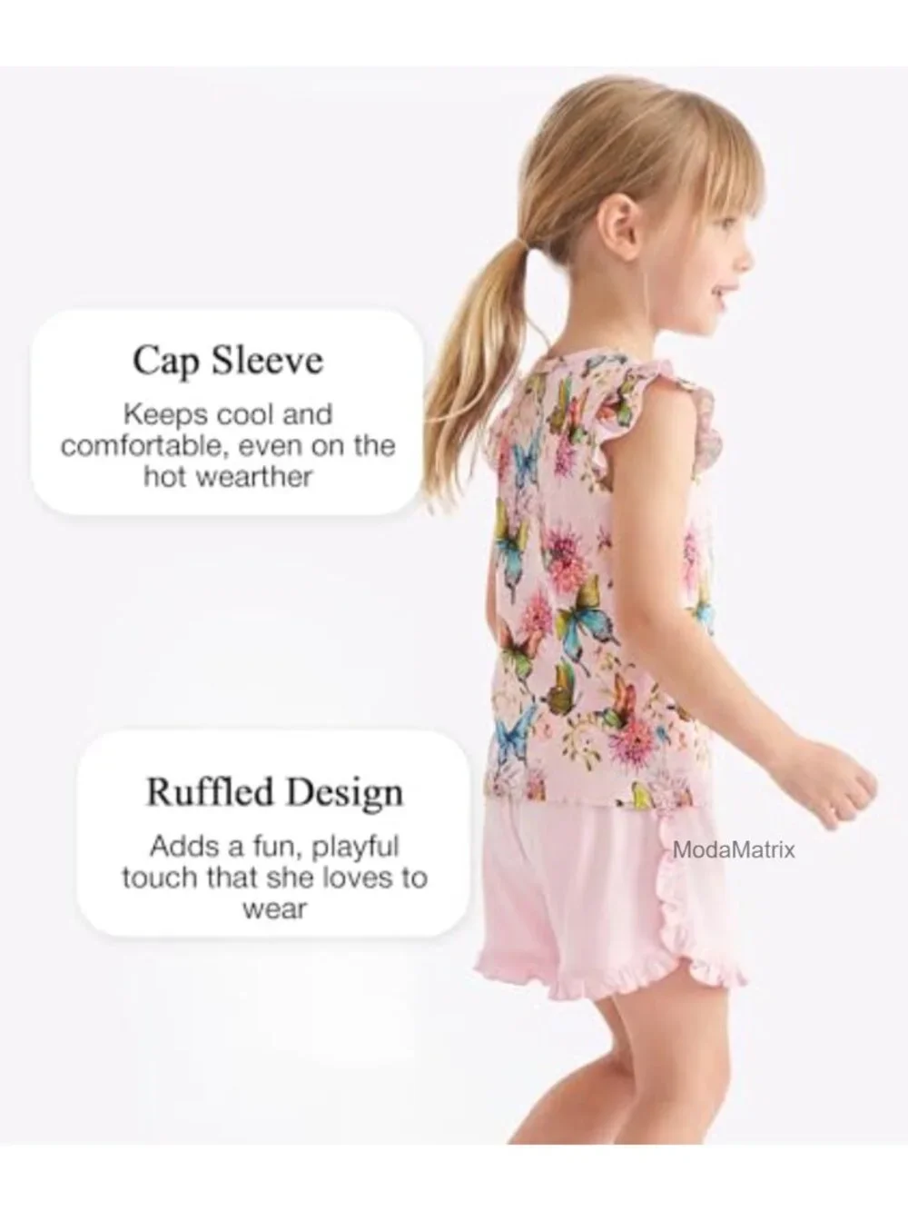 Toddler Girls Ruffled Cap Sleeve Shirt and Shorts Set Viscose from Bamboo